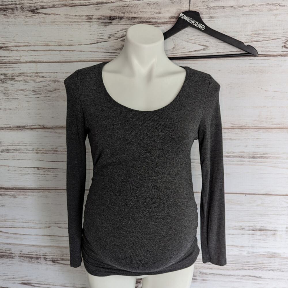 Everley's Story Heather Gray Long Sleeve Scoop Neck Maternity Tee sz Medium